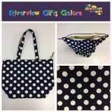 Large Tote Bag With Zip - Navy Spot Large Tote Bag With Zip - Navy Spot